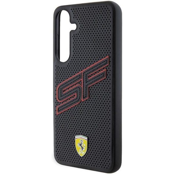 Ferrari FEHCS24MPINK Samsung S24+ S926 fekete keménytok perforált