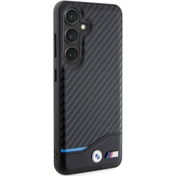 BMW BMHCS24S22NBCK Samsung S24 S921 fekete bőr Carbon tok