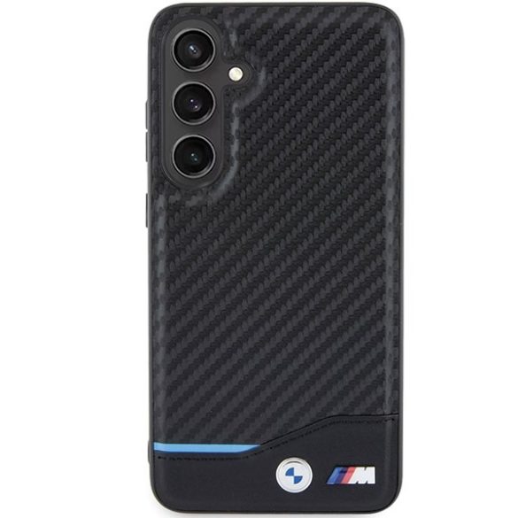 BMW BMHCS24M22NBCK Samsung S24+ S926 fekete bőr Carbon tok