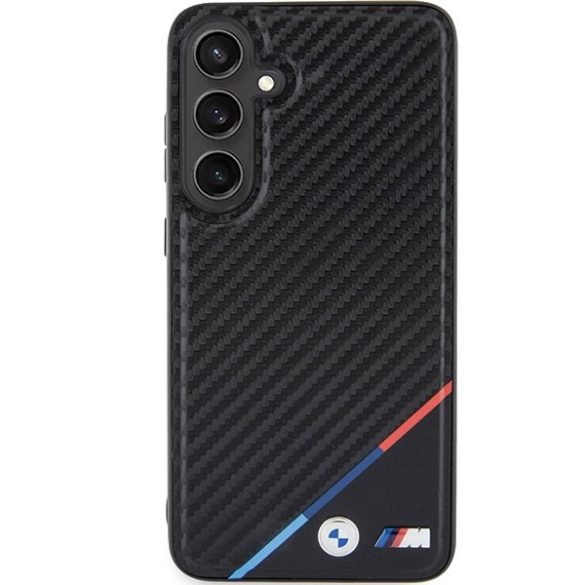 BMW BMHMS24S23PUDTK Samsung S24 S921 fekete keménytok Carbon Tricolor Line MagSafe