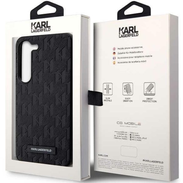 Karl Lagerfeld KLHCS24SSAKLHPK Saffiano Mono Metal Logo keménytok Samsung Galaxy S24 - fekete