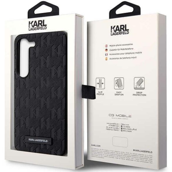 Karl Lagerfeld KLHCS24MSAKLHPK Saffiano Mono Metal Logo keménytok Samsung Galaxy S24 Plus - fekete 