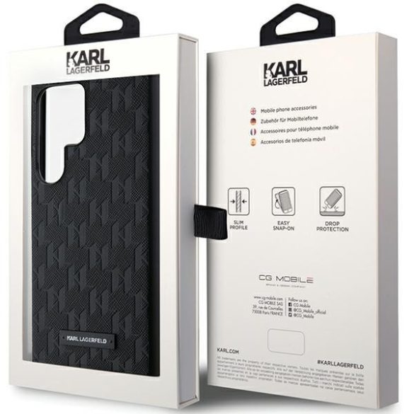 Karl Lagerfeld KLHCS24LSAKLHPK Saffiano Mono Metal Logo keménytok Samsung Galaxy S24 Ultra - fekete