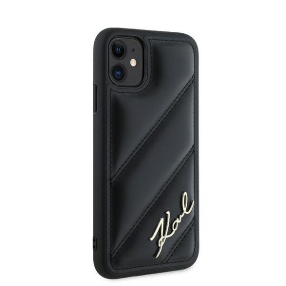 Karl Lagerfeld KLHCN61PQDSMGK Diagonal Quilted Script tok iPhone 11  - fekete