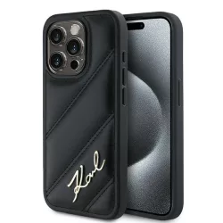   Karl Lagerfeld KLHCP14LPQDSMGK Diagonal Quilted Script tok iPhone 14 Pro - fekete