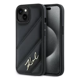   Karl Lagerfeld KLHCP15MPQDSMGK Diagonal Quilted Script tok iPhone 15 Plus - fekete