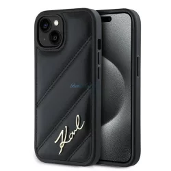   Karl Lagerfeld KLHCP15MPQDSMGK Diagonal Quilted Script tok iPhone 15 Plus - fekete