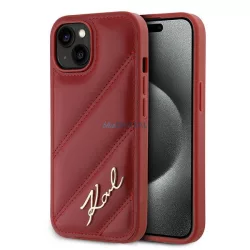   Karl Lagerfeld KLHCP15SPQDSMGR Diagonal Quilted Script tok iPhone 15 - piros