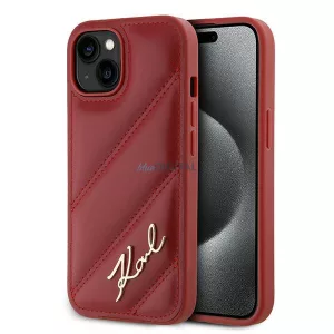 Karl Lagerfeld KLHCP15SPQDSMGR Diagonal Quilted Script tok iPhone 15 - piros