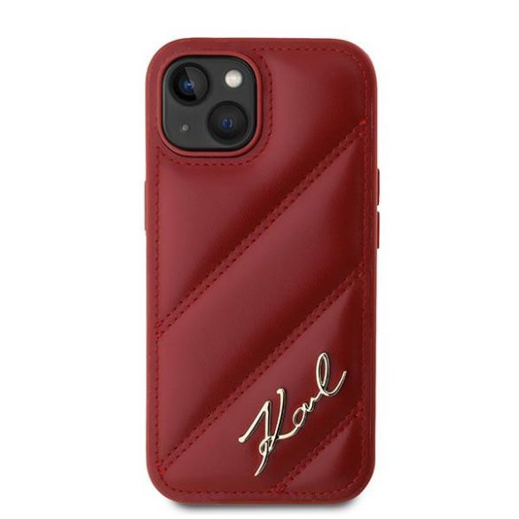 Karl Lagerfeld KLHCP15SPQDSMGR Diagonal Quilted Script tok iPhone 15/14/13 - piros