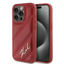   Karl Lagerfeld KLHCP15LPQDSMGR Diagonal Quilted Script tok iPhone 15 Pro - piros