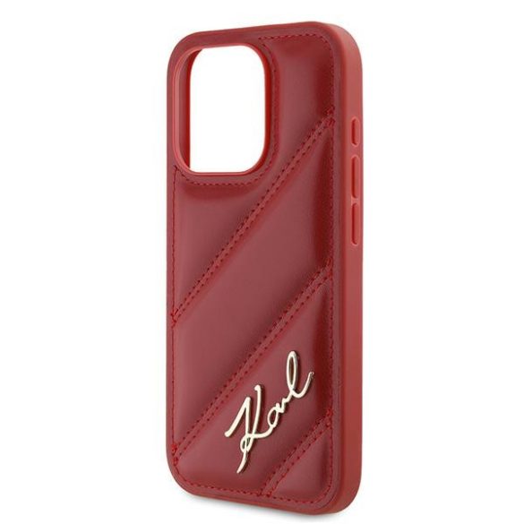 Karl Lagerfeld KLHCP15LPQDSMGR Diagonal Quilted Script tok iPhone 15 Pro - piros