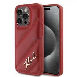   Karl Lagerfeld KLHCP15XPQDSMGR Diagonal Quilted Script tok iPhone 15 Pro Max - piros