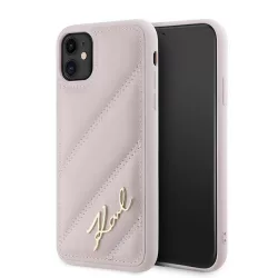   Karl Lagerfeld KLHCN61PQDSMGP Diagonal Quilted Script tok iPhone 11  - rózsaszín