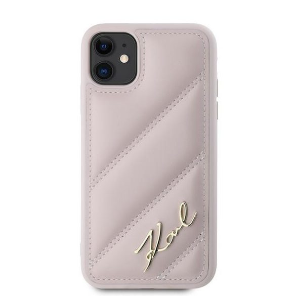 Karl Lagerfeld KLHCN61PQDSMGP Diagonal Quilted Script tok iPhone 11 / Xr - rózsaszín