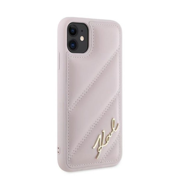 Karl Lagerfeld KLHCN61PQDSMGP Diagonal Quilted Script tok iPhone 11 / Xr - rózsaszín