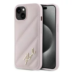   Karl Lagerfeld KLHCP14SPQDSMGP Diagonal Quilted Script tok iPhone 14 - rózsaszín
