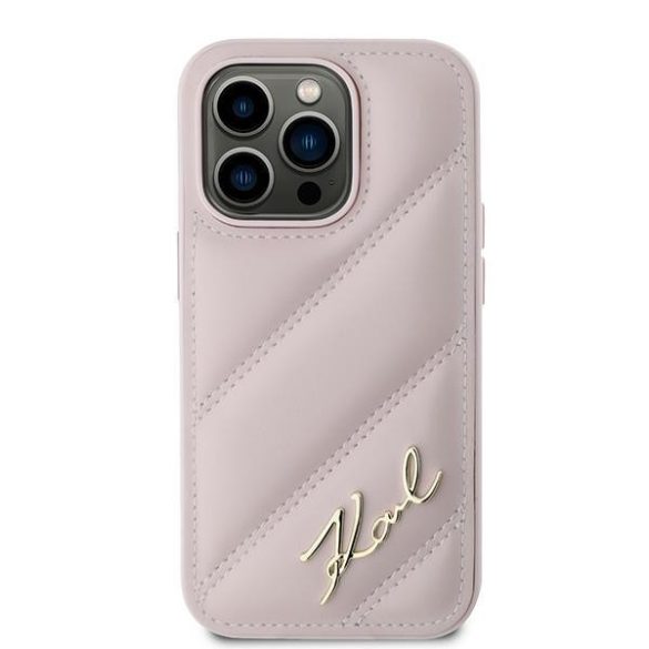 Karl Lagerfeld KLHCP14XPQDSMGP Diagonal Quilted Script tok iPhone 14 Pro Max - rózsaszín