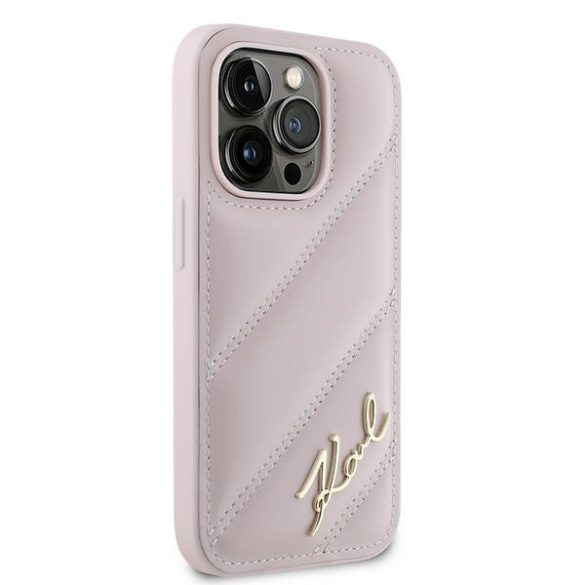 Karl Lagerfeld KLHCP14XPQDSMGP Diagonal Quilted Script tok iPhone 14 Pro Max - rózsaszín