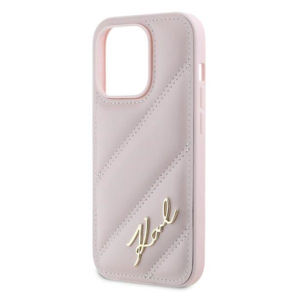 Karl Lagerfeld KLHCP14XPQDSMGP Diagonal Quilted Script tok iPhone 14 Pro Max - rózsaszín