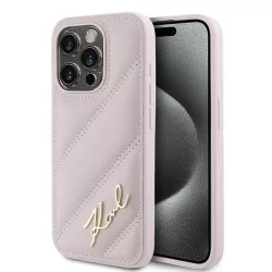   Karl Lagerfeld KLHCP15LPQDSMGP Diagonal Quilted Script tok iPhone 15 Pro - rózsaszín