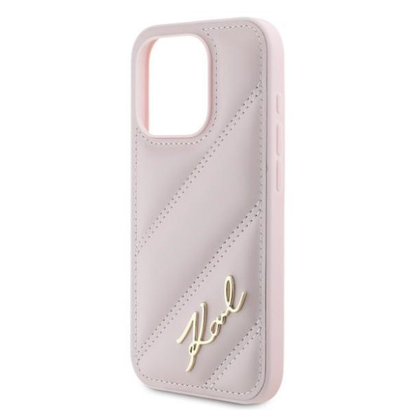 Karl Lagerfeld KLHCP15LPQDSMGP Diagonal Quilted Script tok iPhone 15 Pro - rózsaszín