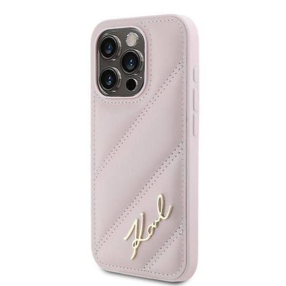 Karl Lagerfeld KLHCP15XPQDSMGP Diagonal Quilted Script tok iPhone 15 Pro Max - rózsaszín