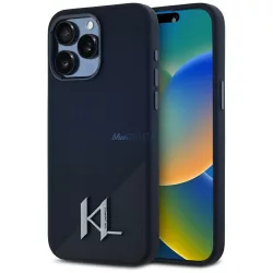   Karl Lagerfeld szilikon tok, fém betűvel, MagSafe-kompatibilis, iPhone 15 Pro, fekete