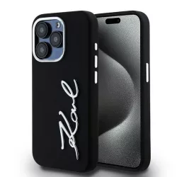   Karl Lagerfeld KLHCP15LSCMSMMVK Silicone Metal Script Logo keménytok iPhone 15 Pro - fekete