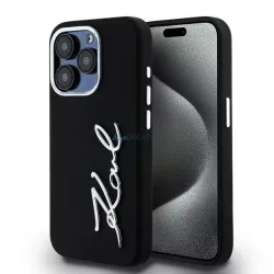   Karl Lagerfeld KLHCP15LSCMSMMVK Silicone Metal Script Logo keménytok iPhone 15 Pro - fekete