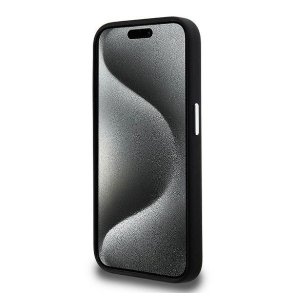 Karl Lagerfeld KLHCP15LSCMSMMVK Silicone Metal Script Logo keménytok iPhone 15 Pro - fekete