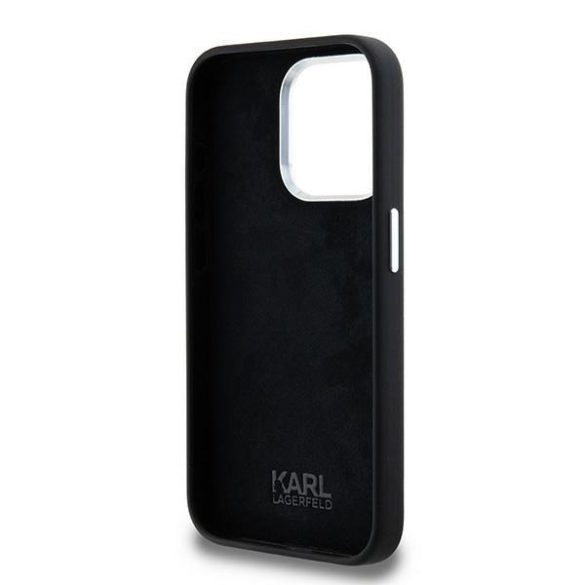 Karl Lagerfeld KLHCP15LSCMSMMVK Silicone Metal Script Logo keménytok iPhone 15 Pro - fekete