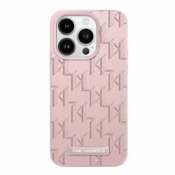   Karl Lagerfeld KLHMP15LPKHPORPP Leather Monogram Metal Logo tok iPhone 15 Pro - rózsaszín