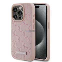   Karl Lagerfeld KLHMP15LPKHPORPP Leather Monogram Metal Logo tok iPhone 15 Pro - rózsaszín