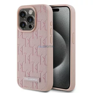 Karl Lagerfeld KLHMP15XPKHPORPP Leather Monogram Metal Logo tok iPhone 15 Pro Max - rózsaszín