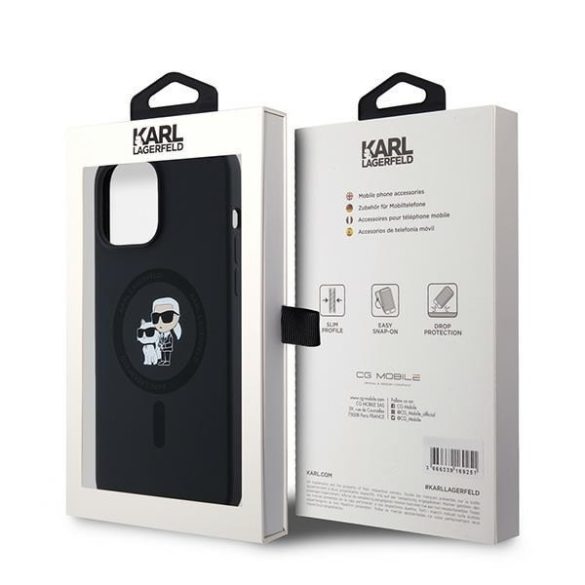 Karl Lagerfeld KLHMP13LSCMKCRHK Silicone Karl&Choupette MagSafe-kompatibilis tok iPhone 13 / 13 Pro - fekete