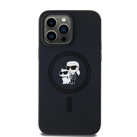 Karl Lagerfeld KLHMP14LSCMKCRHK Silicone Karl&Choupette MagSafe-kompatibilis tok iPhone 14 Pro - fekete