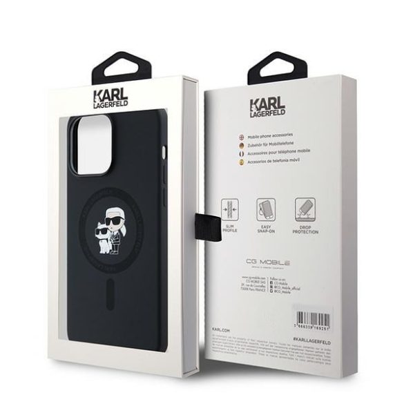 Karl Lagerfeld KLHMP14LSCMKCRHK Silicone Karl&Choupette MagSafe-kompatibilis tok iPhone 14 Pro - fekete