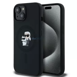   Karl Lagerfeld KLHMP15MSCMKCRHK Silicone Karl&Choupette MagSafe-kompatibilis tok iPhone 15 Plus - fekete