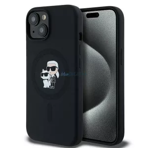 Karl Lagerfeld KLHMP15MSCMKCRHK Silicone Karl&Choupette MagSafe-kompatibilis tok iPhone 15 Plus - fekete