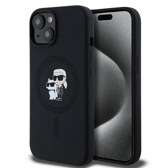 Karl Lagerfeld KLHMP15MSCMKCRHK Silicone Karl&Choupette MagSafe-kompatibilis tok iPhone 15 Plus / 14 Plus - fekete