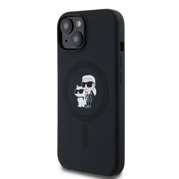 Karl Lagerfeld KLHMP15MSCMKCRHK Silicone Karl&Choupette MagSafe-kompatibilis tok iPhone 15 Plus / 14 Plus - fekete