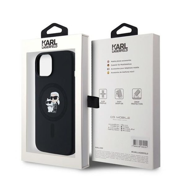 Karl Lagerfeld KLHMP15MSCMKCRHK Silicone Karl&Choupette MagSafe-kompatibilis tok iPhone 15 Plus / 14 Plus - fekete