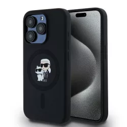   Karl Lagerfeld KLHMP15LSCMKCRHK Silicone Karl & Choupette MagSafe kompatibilis keménytok iPhone 15 Pro -fekete