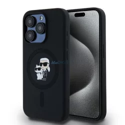   Karl Lagerfeld KLHMP15LSCMKCRHK Silicone Karl & Choupette MagSafe kompatibilis keménytok iPhone 15 Pro -fekete
