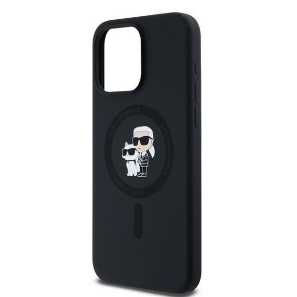 Karl Lagerfeld KLHMP15XSCMKCRHK Silicone Karl & Choupette Ring MagSafe kompatibilis keménytok iPhone 15 Pro Max - fekete