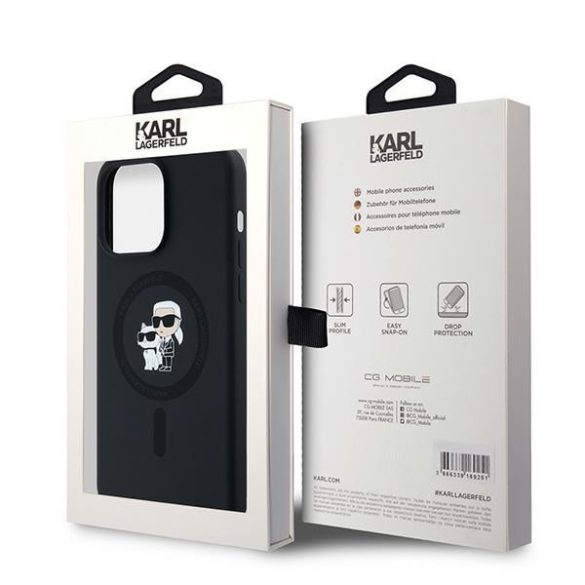 Karl Lagerfeld KLHMP15XSCMKCRHK Silicone Karl & Choupette Ring MagSafe kompatibilis keménytok iPhone 15 Pro Max - fekete