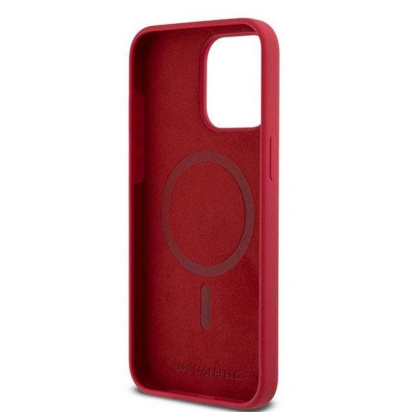 Karl Lagerfeld KLHMP15XSCMKCRHR Silicone Karl & Choupette Ring MagSafe kompatibilis keménytok iPhone 15 Pro Max - piros