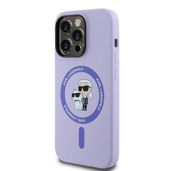 Karl Lagerfeld KLHMP14LSCMKCRHU Silicone Karl&Choupette Heads Ring MagSafe keménytok iPhone 14 Pro - lila