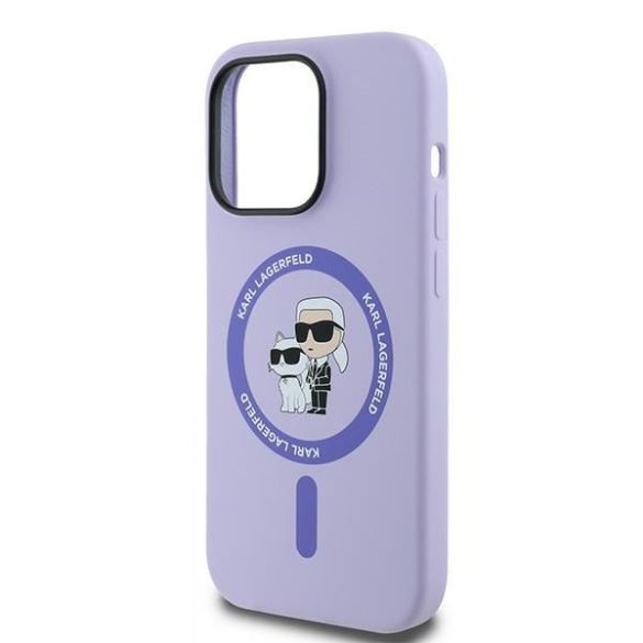 Karl Lagerfeld KLHMP14LSCMKCRHU Silicone Karl&Choupette Heads Ring MagSafe keménytok iPhone 14 Pro - lila